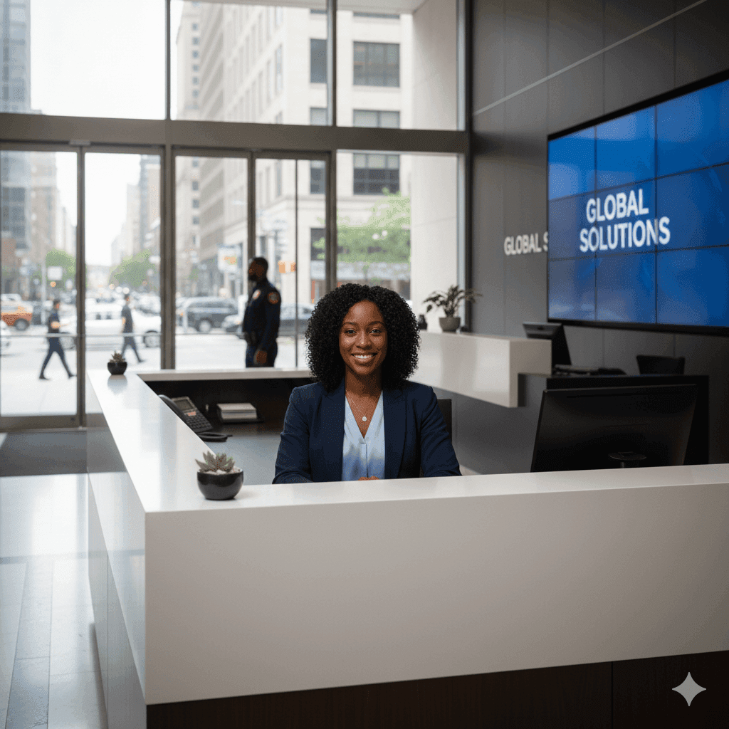 Receptionist at the front desk