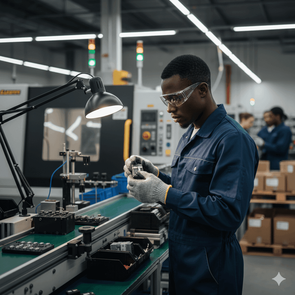 Factory worker on the floor
